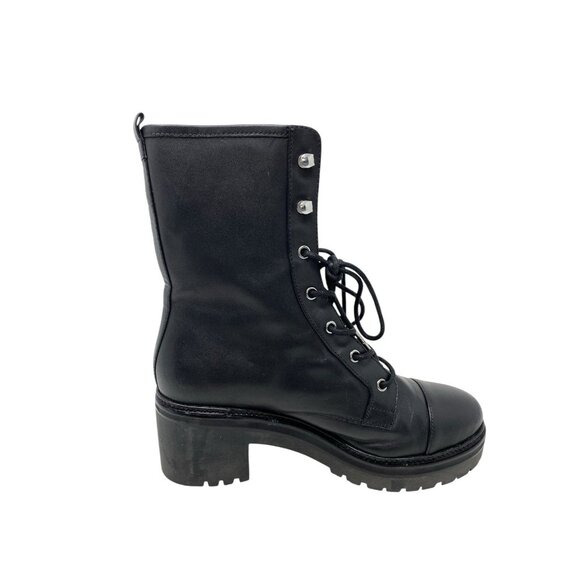 MICHAEL Michael Kors Womens Black Combat Boots Size 7.5 Lace Up Side Zip Logo - Picture 7 of 11